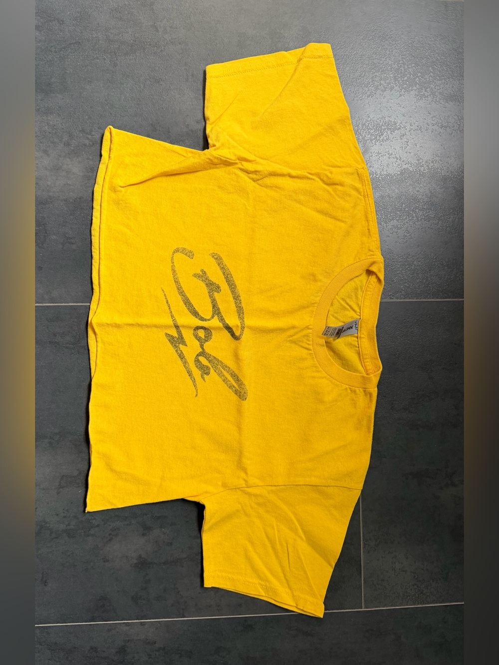 Gildan Yellow Graphic Crop Top